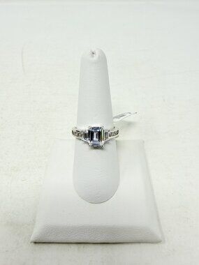 Shop LC Simulated Diamond Silvertone Size 8 Ring Rectangle Shaped 5543